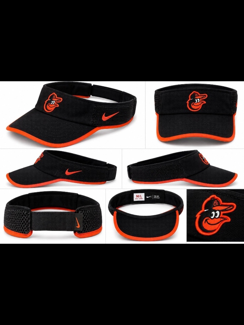 Nike Black and Orange Baltimore Orioles Visor Hat